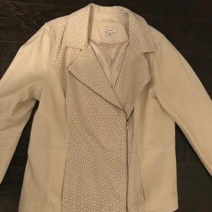 Isaac Mizrahi QVC Cream Lamb Leather Jacket Sz 12